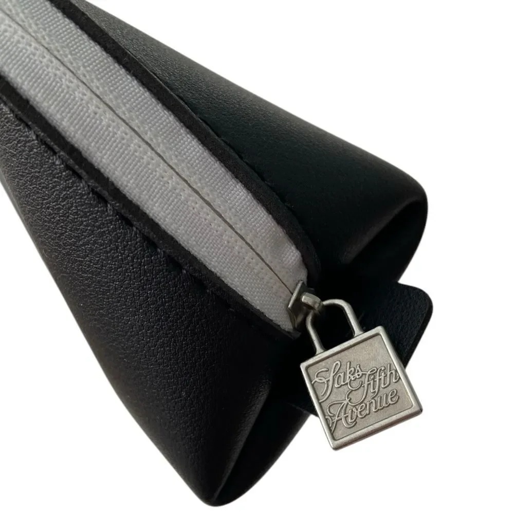 Saks Fifth Avenue x United Airlines Black Leather Cosmetic Bag in One Size